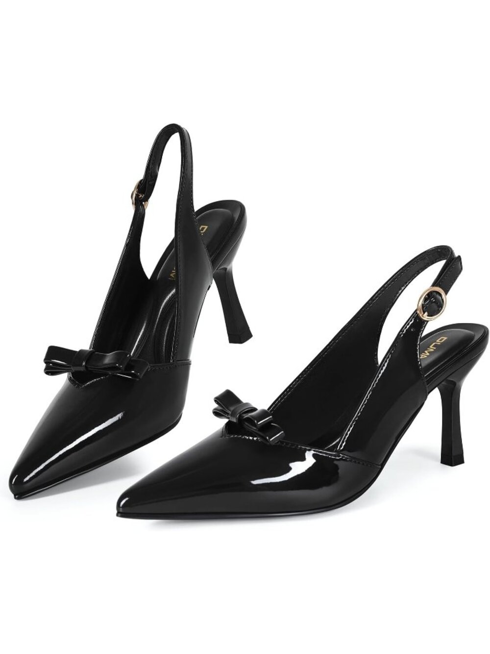 Women's Black Comfortable Slingback Closed Pointed Toe 3 inch Kitten Heels Pumps